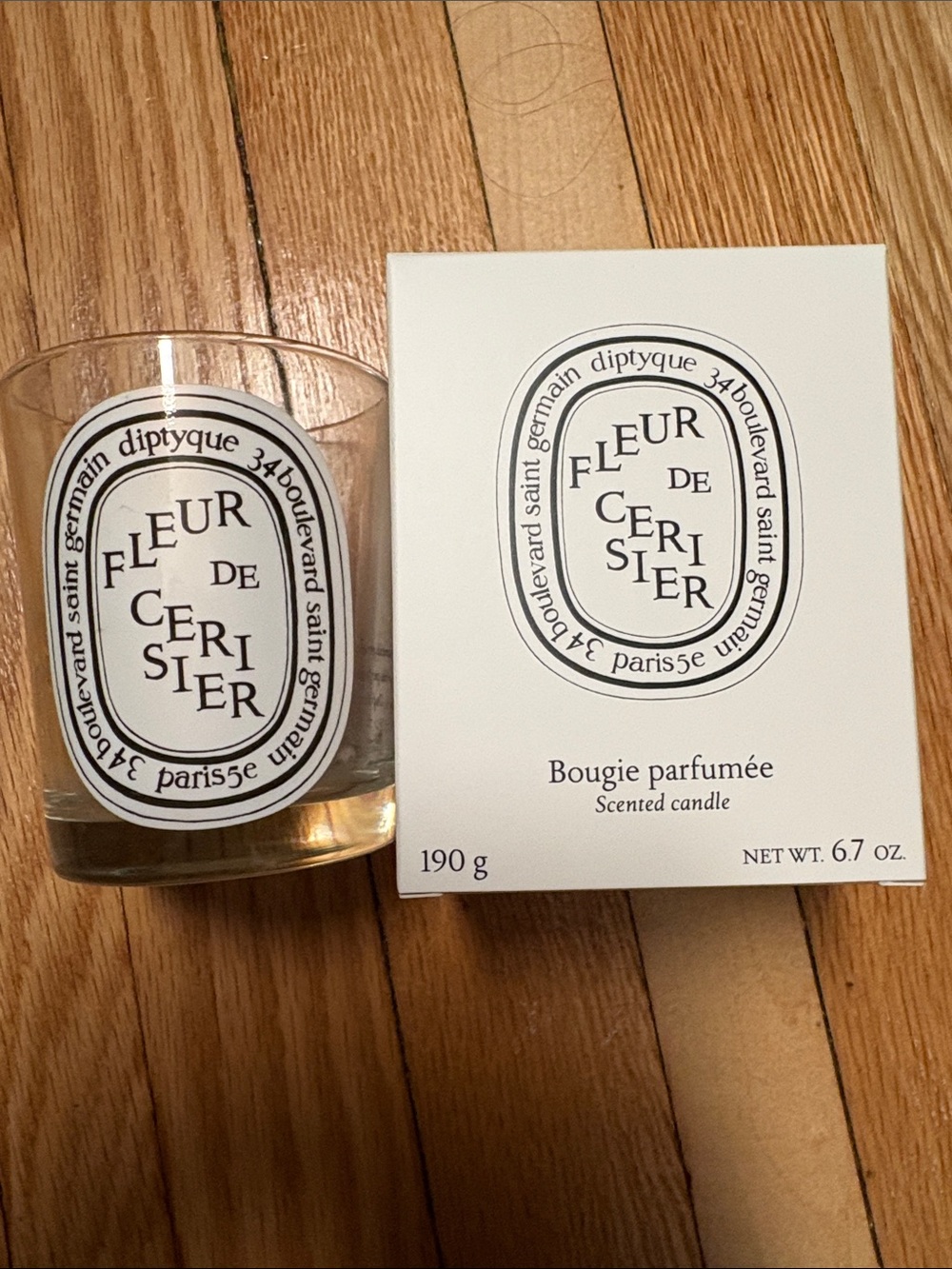 DIPTYQUE FLEUR DE CERISIER EMPTY CANDLE JAR AND BOX